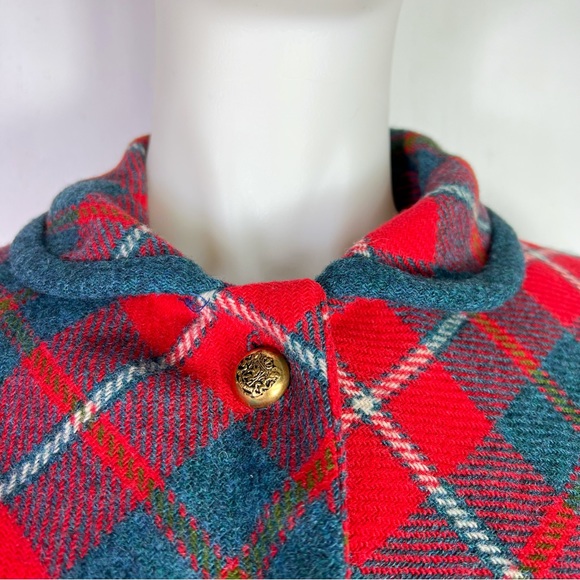 VINTAGE Bobby Brooks button up tartan plaid cape coat - Picture 3 of 10